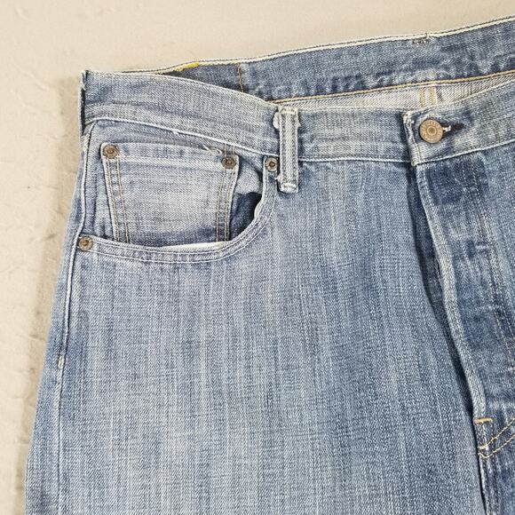 Levi's 501 jeans men's 36x32 original button fly regular fit blue denim pants - Picture 3 of 12